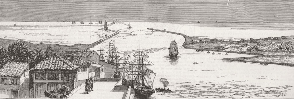 MILITARIA. w/ Hobart Pasha-Turkish Fleet at Danube 1877 old antique print